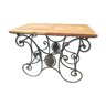 Butcher's table in wrought iron and bronze