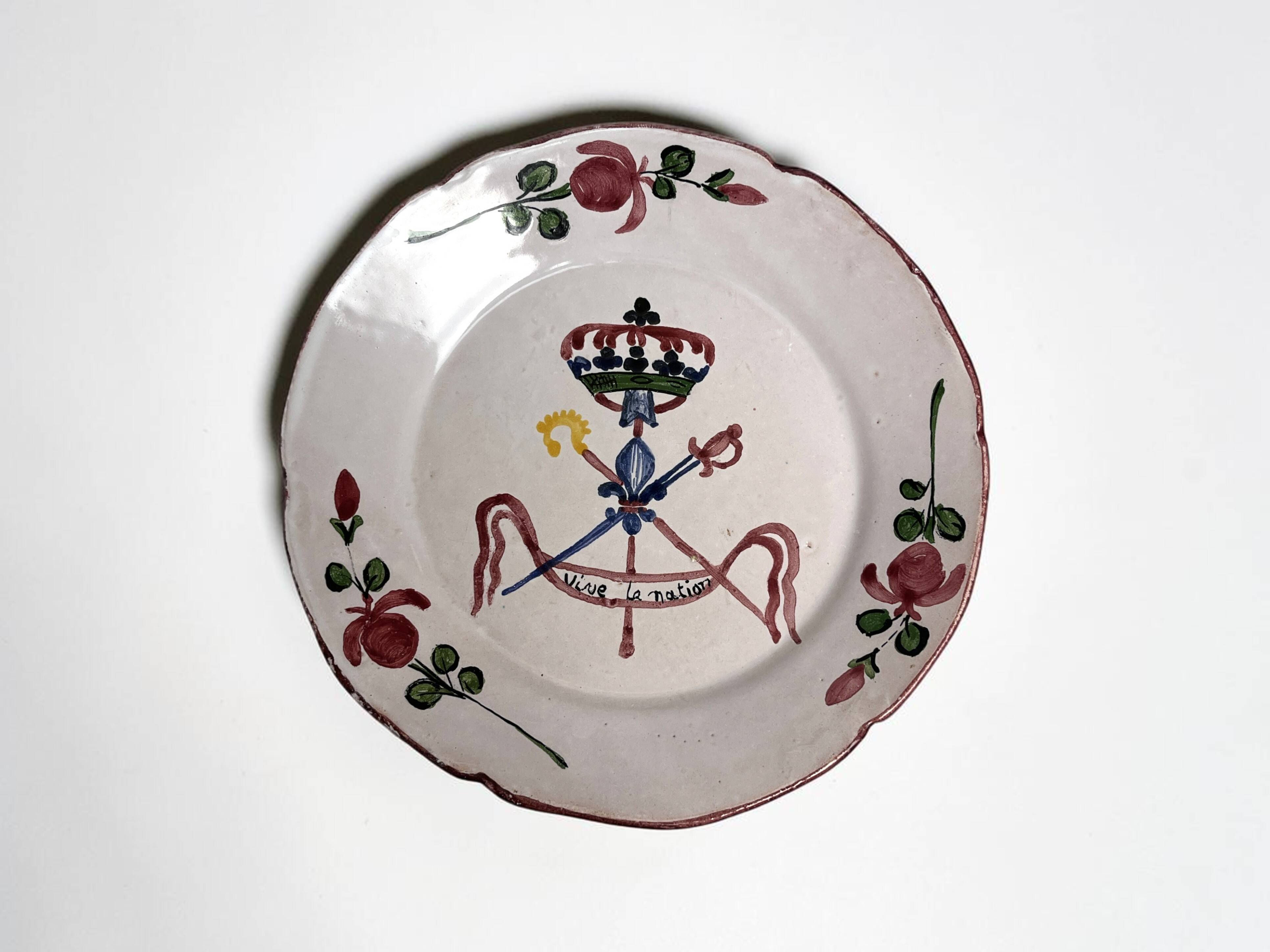 Earthenware from Les Islettes revolutionary plate late 18th century