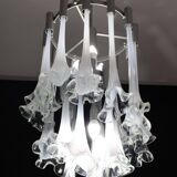 Great Design Murano Glass White Chandelier “Calle” by Venini, 1970