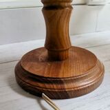 Portuguese Mid Century Modernist wood straw wooden table lamps 1960s SET of 2