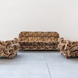 Canapé-lit 3 places avec 2 fauteuils, années 1970
