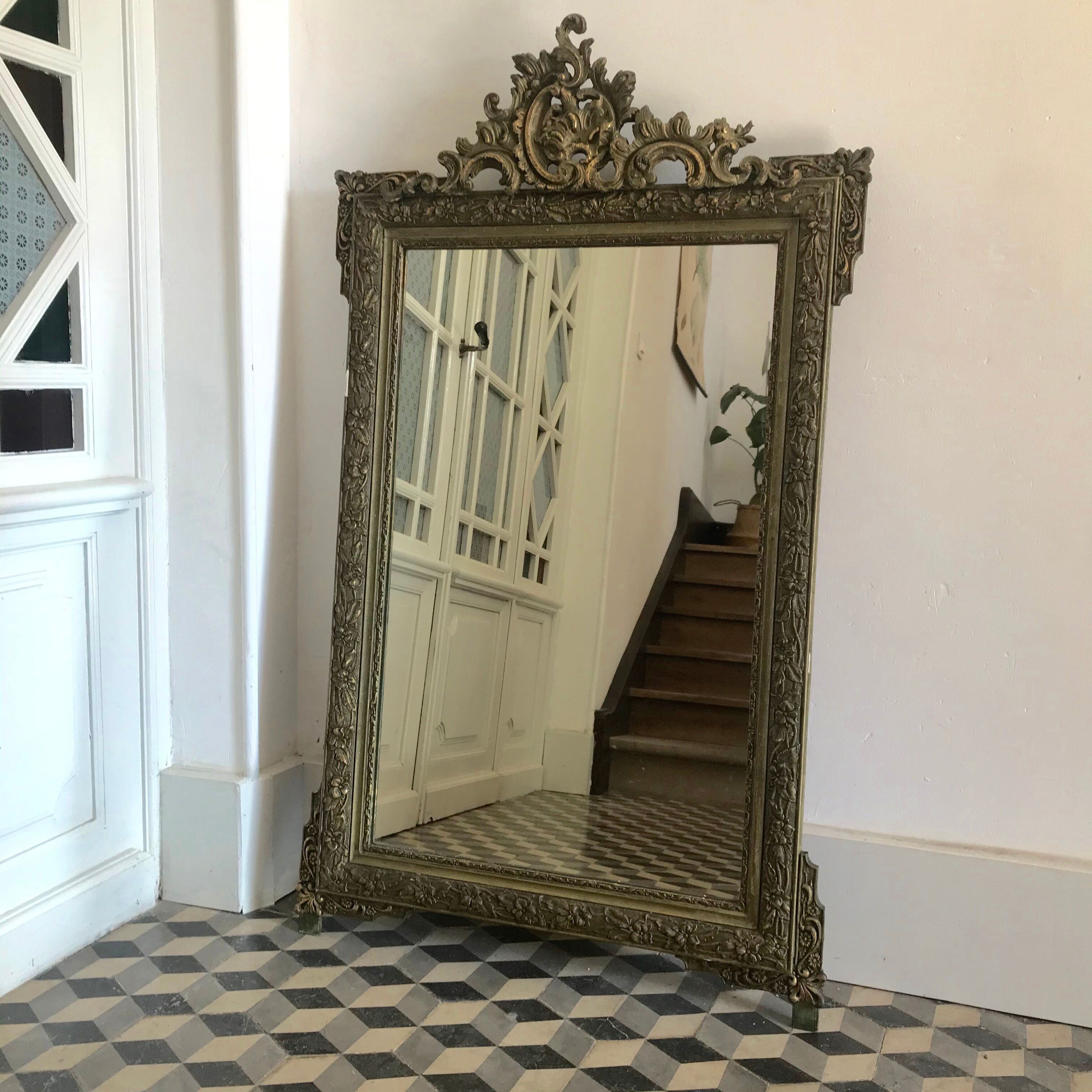 Pediment fireplace mirror 70x120cm