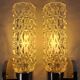 Pair of vintage Art Deco space age chrome and molded glass wall sconces