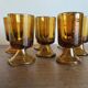 set of 7 tulip foot roller glasses Ibiza 1970 in large irregular glass