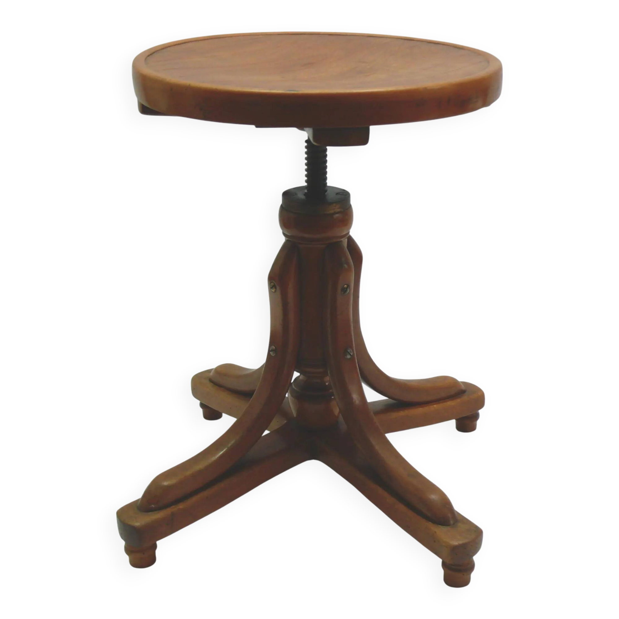 Tabouret de piano / tabouret pivotant, J. & J. Kohn company, tabouret ancien en bois courbé, vers 1900