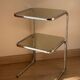Table d’appoint acier et verre fumé 1970