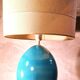 large living room lamp in cracked turquoise blue ceramic 1970 to 80, h53x40 elec ok