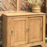 Old Parisian buffet in raw solid oak - sliding doors