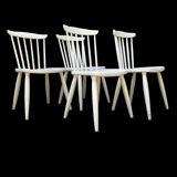 Series of 4 vintage solid wood chairs Scandinavian style