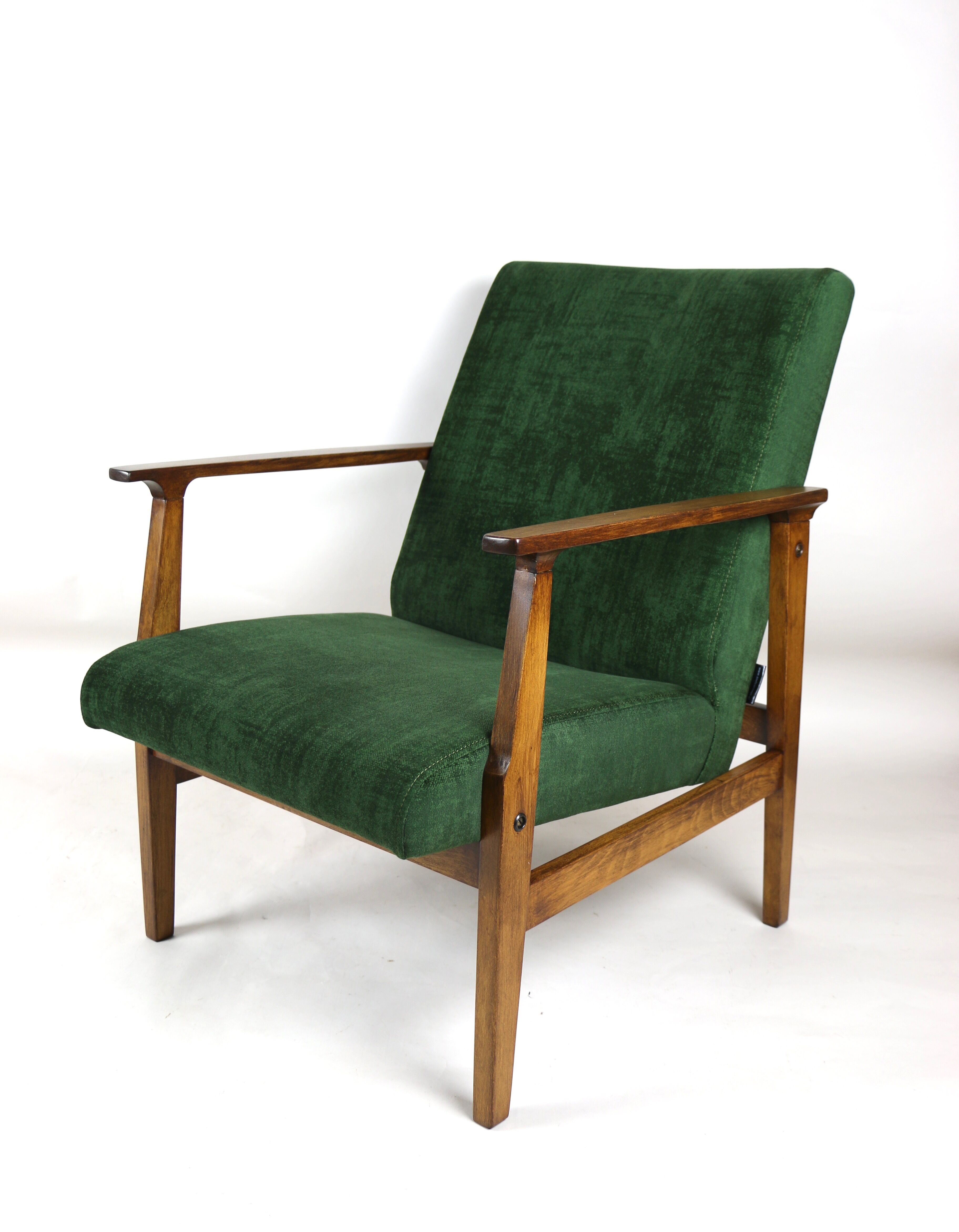 Vintage green velvet lounge chair, 1970s