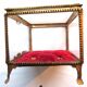 Napoleon III jewelry box, beveled glass and gilded brass, red padded, 4 feet