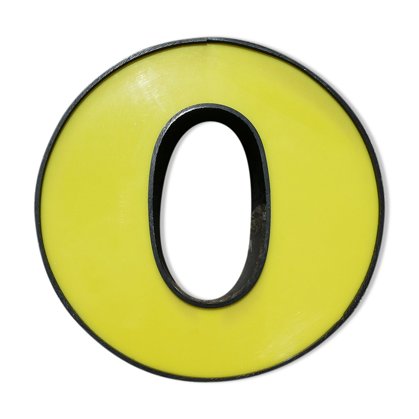 Yellow and black industrial sign "O" letter