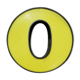 Lettre "O" d'enseigne industrielle jaune et noire