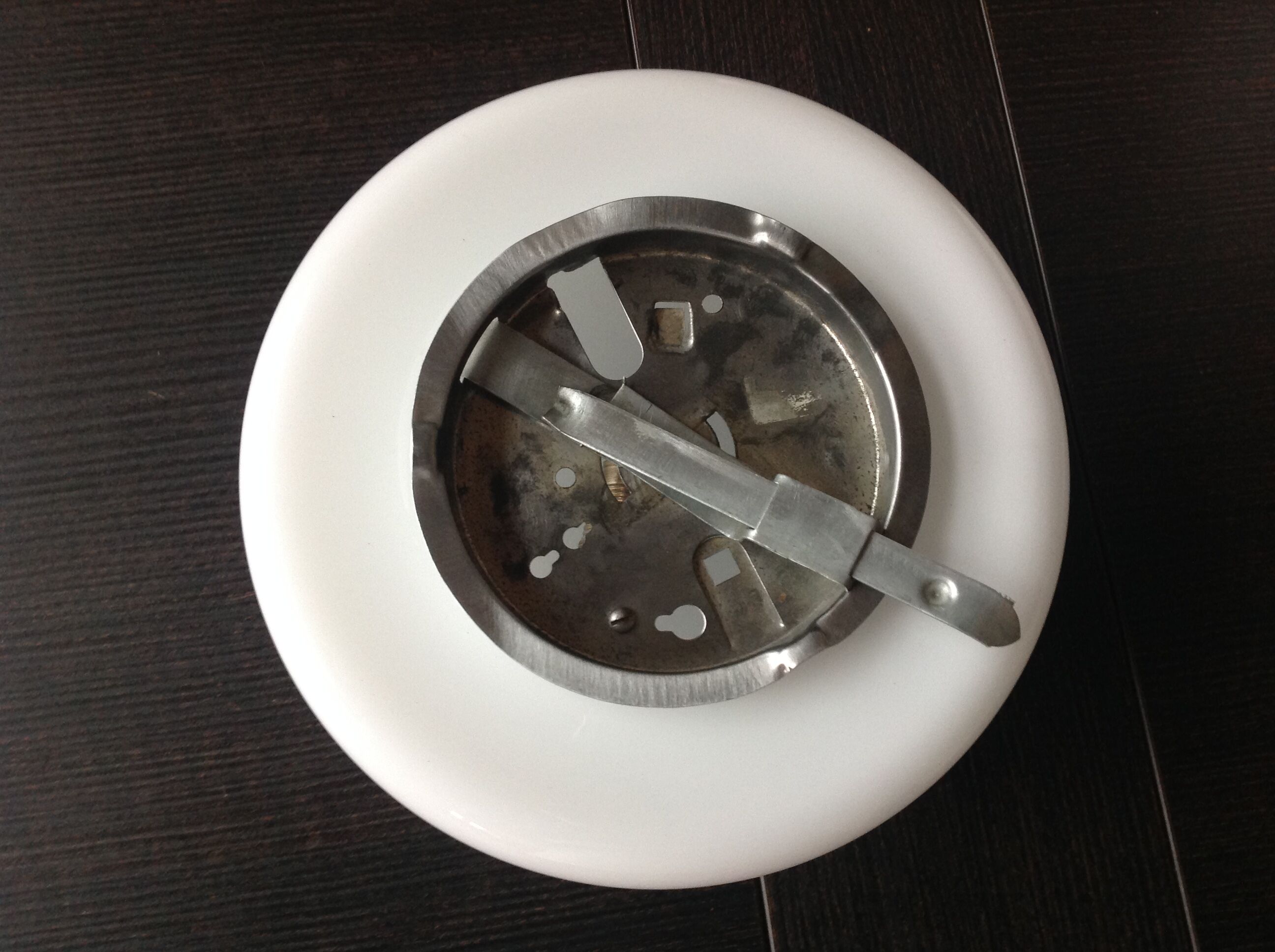 Half moon ceiling light in white opaline vintage 60s-70s