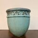 Old Flower Pot Ceramic Terracotta Glazed Varnished Blue Planter