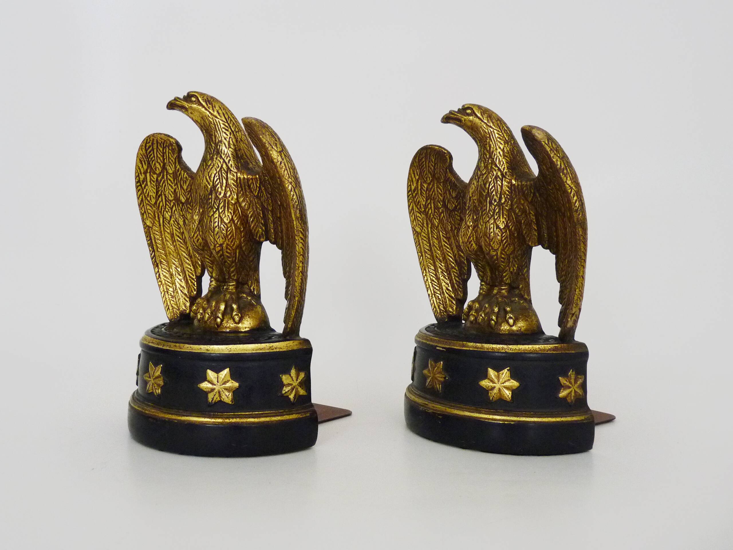 Pair of Hollywood Regency golden eagle bookends by Borghese. 60s