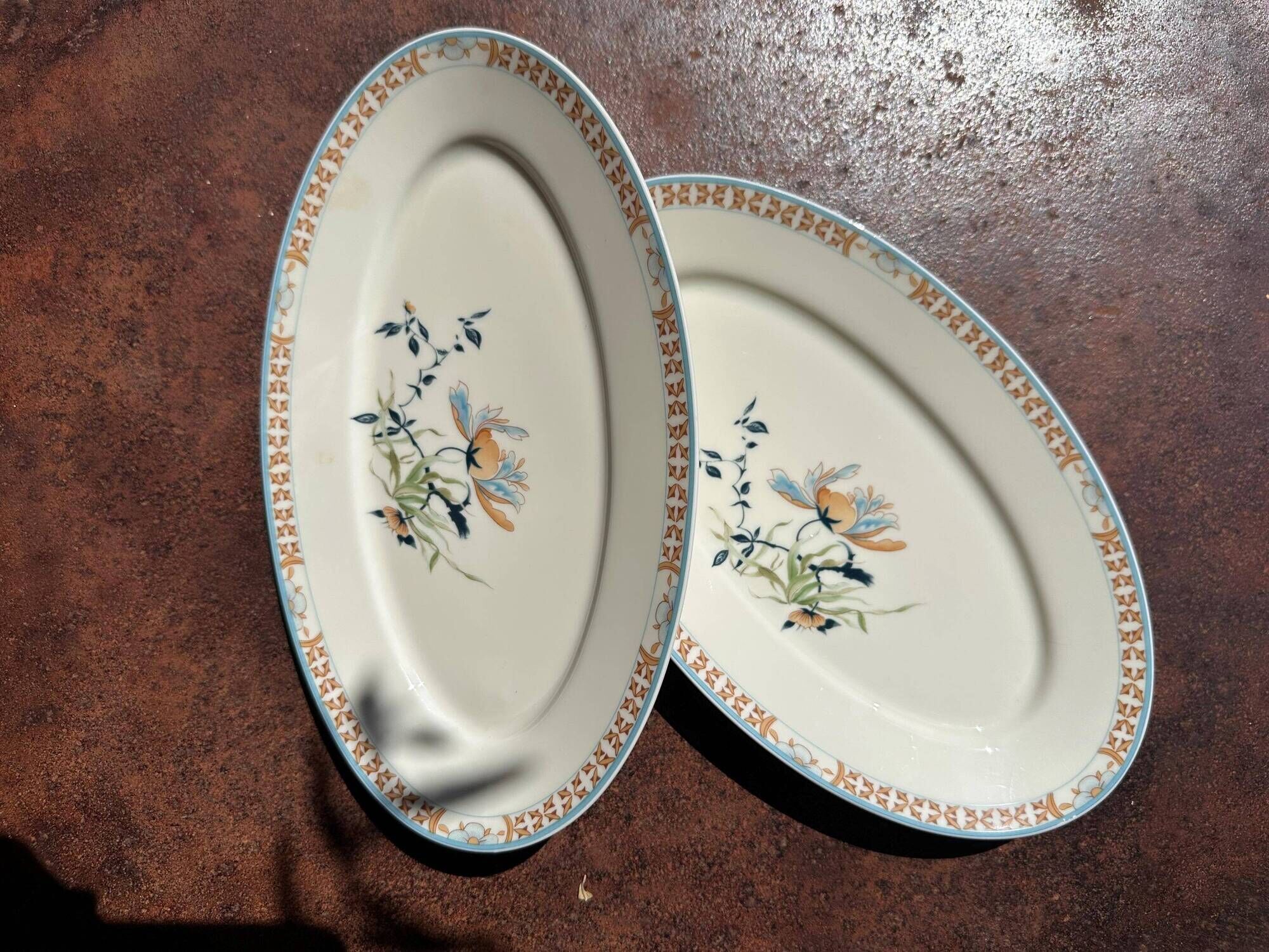 Limoges porcelain trays Jammet Seignolles Manille, set of 2