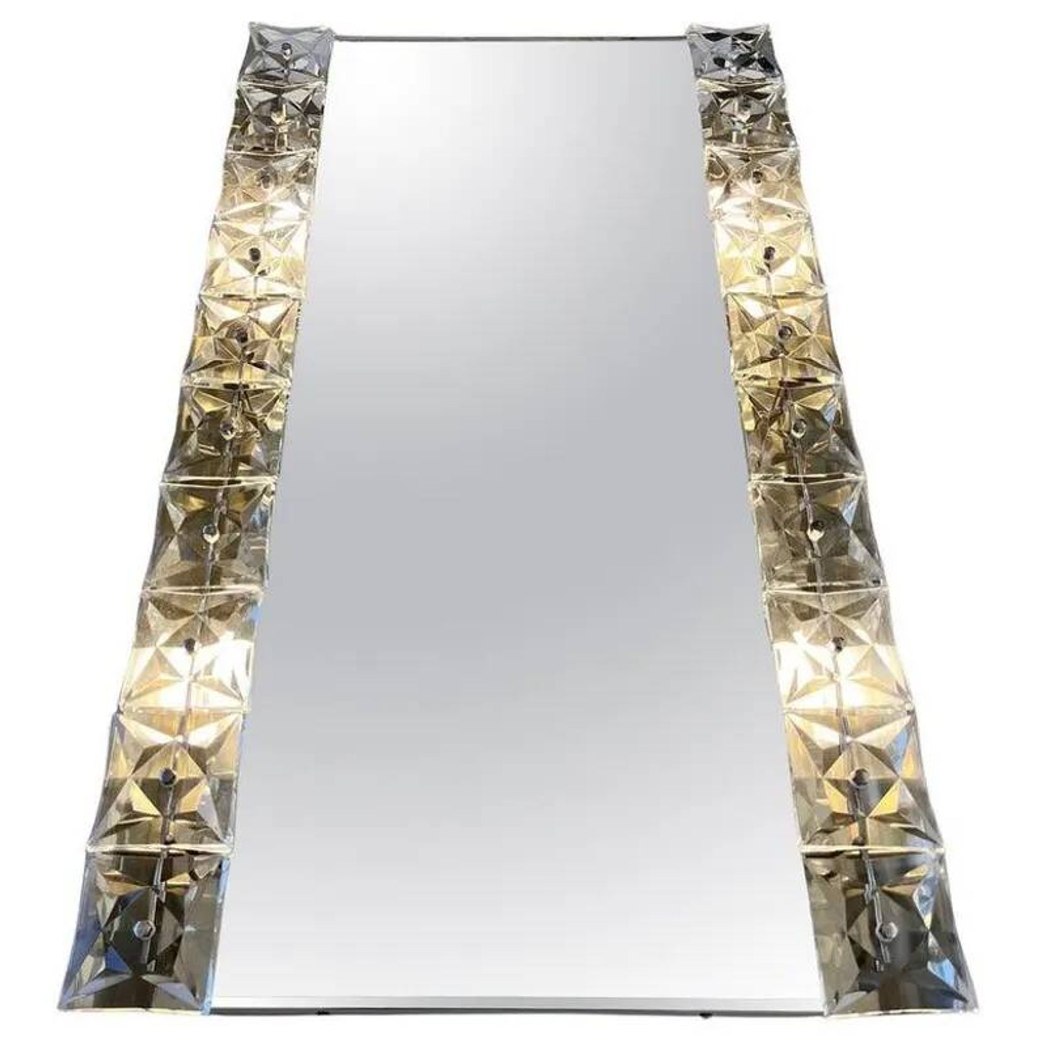 Large Midcentury Illuminated / Backlit Crystal Mirror Kinkeldey, Germany, 1970s