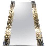 Large Midcentury Illuminated / Backlit Crystal Mirror Kinkeldey, Germany, 1970s