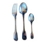 Silver-plated metal cutlery set, shell model 097