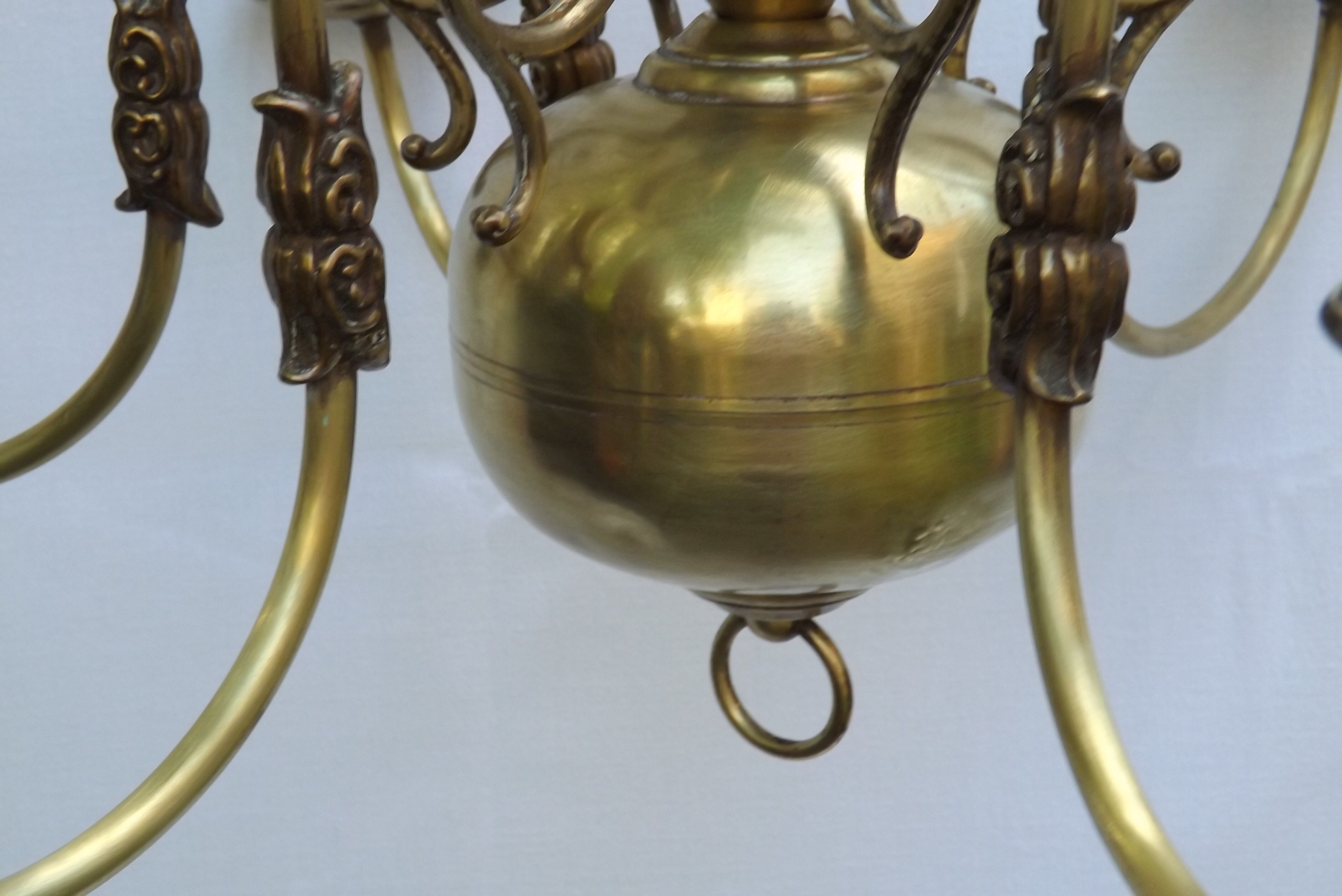 6 brass chandelier branches dutch style