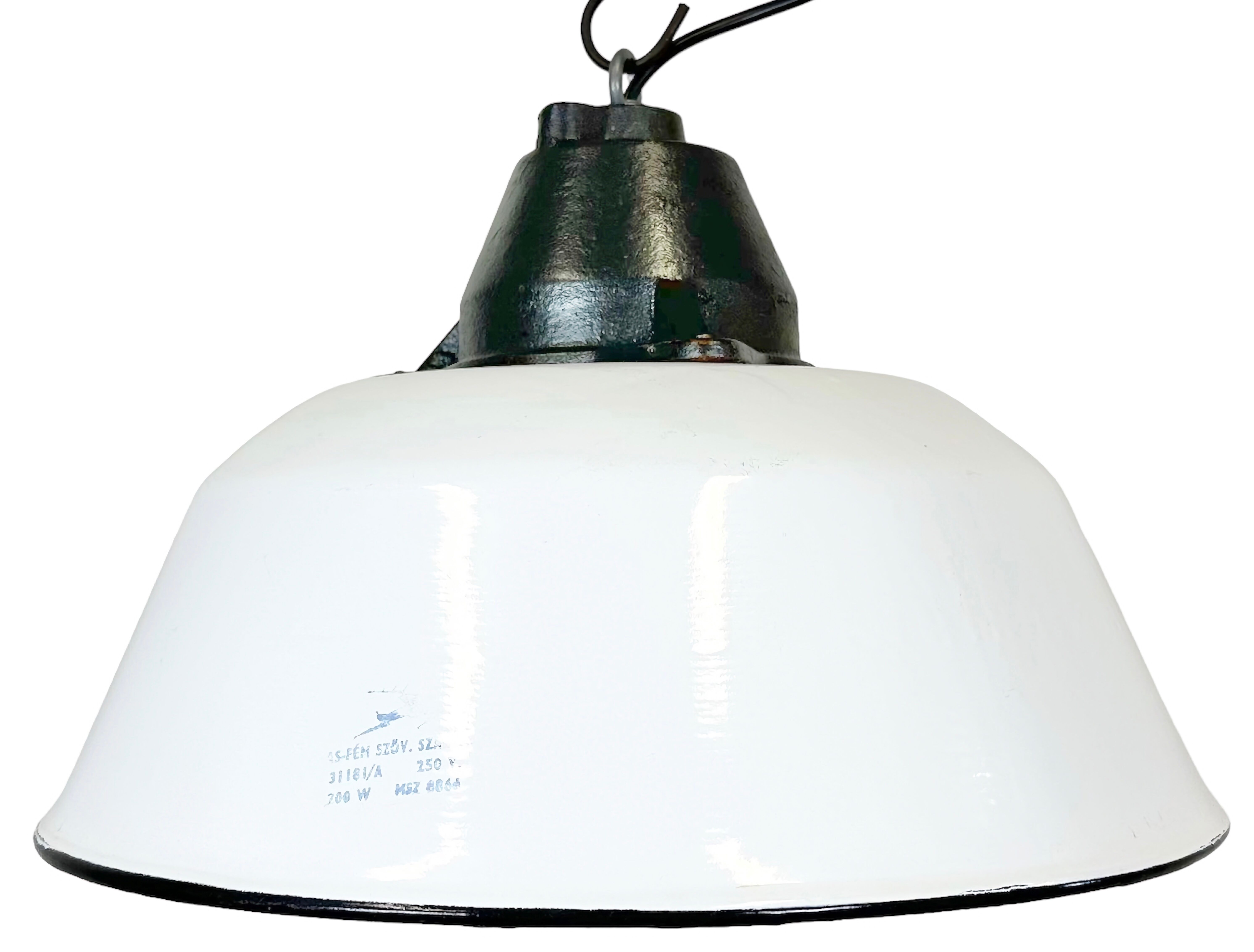 Enamel and cast iron industrial pendant light 1960s