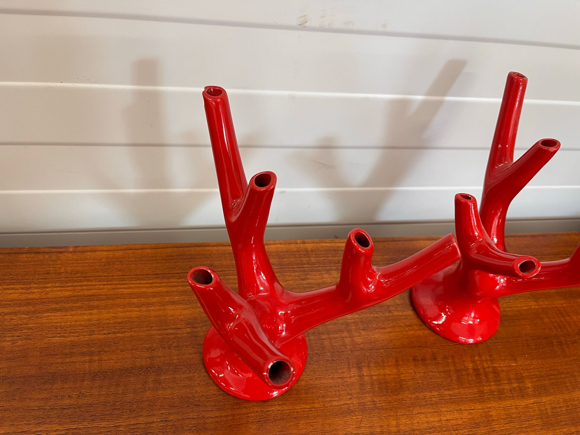 Set of two vintage “Alberello” coral vases