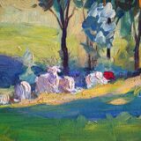 Countryside landscape oil on isorel by charley garry (1891_1973)