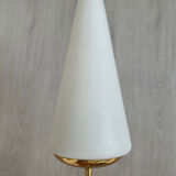 Paire d’appliques 1950 en laiton et verre opaque