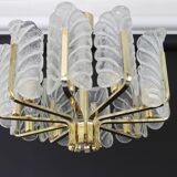 1 of 3 Stunning chandelier by Carl Fagerlund, Murano glass leaves, 1960s