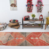 3x11 geometric red oushak runner