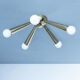 Italian Brass Star Burst Flush Mount in the manner of Arredoluce