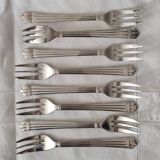 8 Christofle cake forks in silver metal model "Aria"