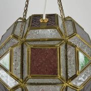 Multicolored Pressed Glass and Brass Pendant Lantern, Scandinavia, circa 1940s–1950s