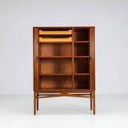 Danish high cabinet in teak with tambour doors Denmark 1960