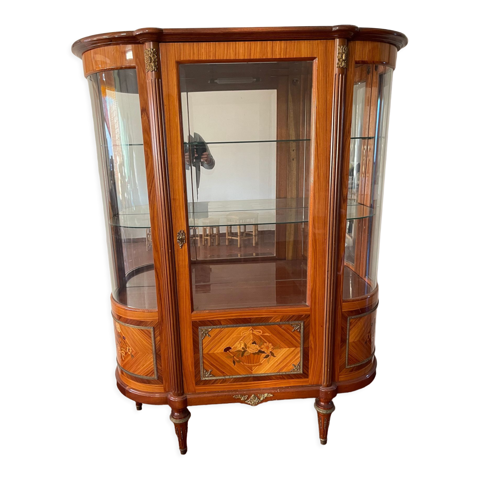 Louis XVI style silver showcase In marquetry