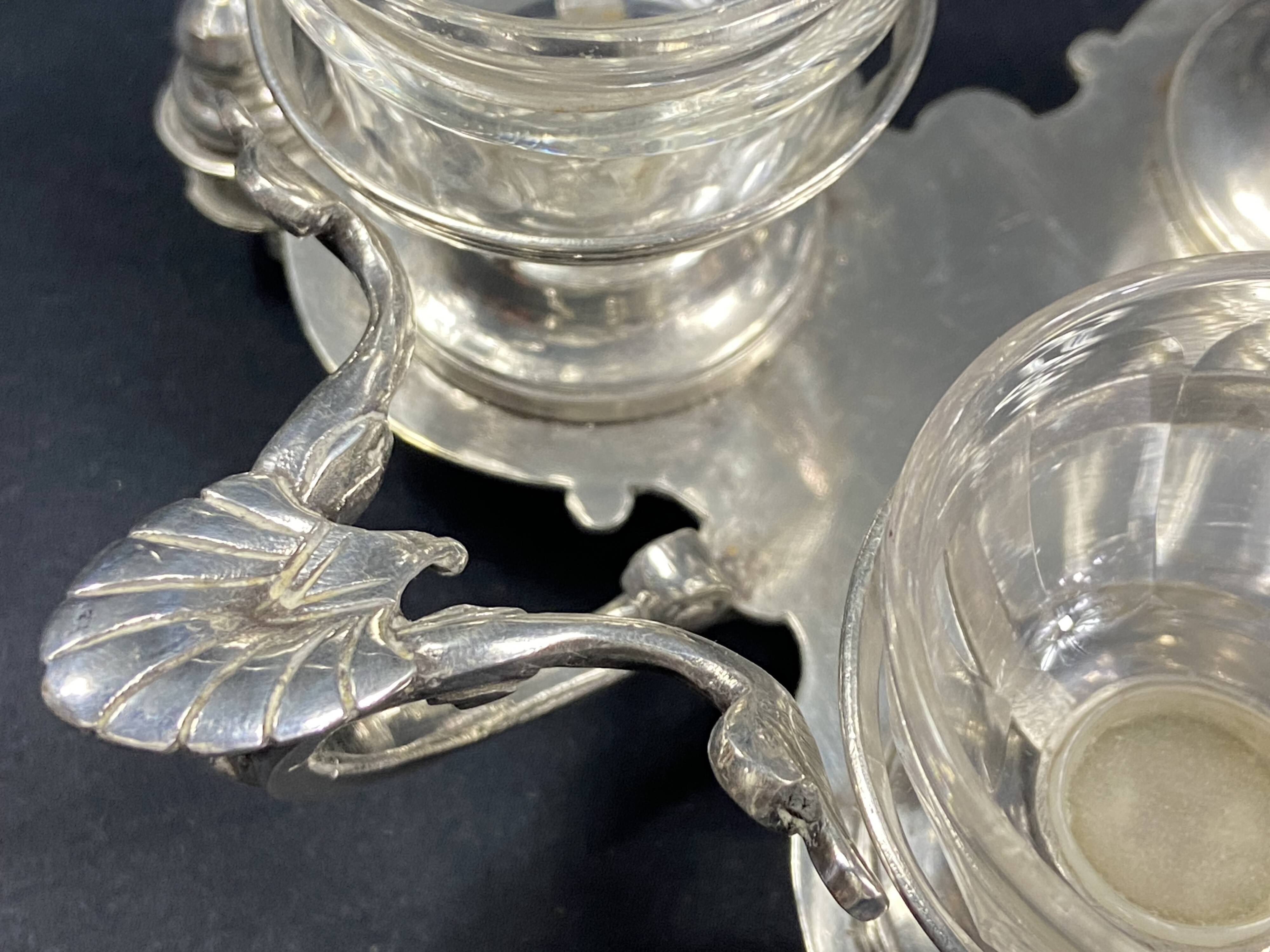 19th century Louis XV style condiment holder, silver or silver-plated metal frame