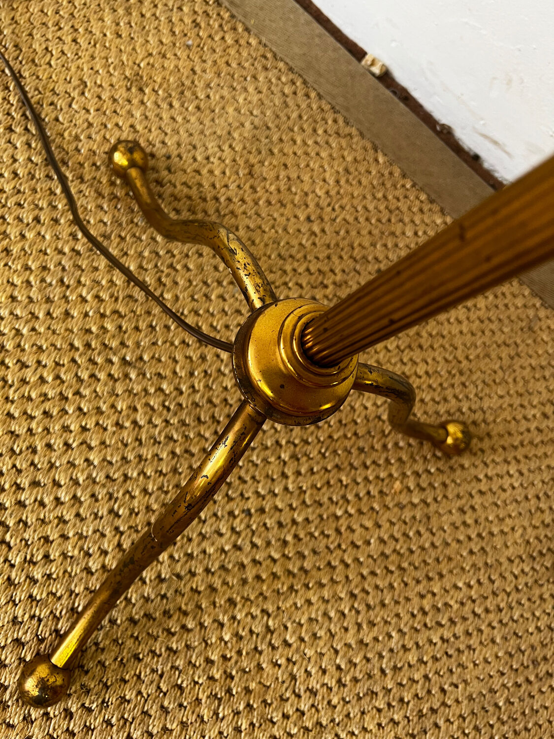 Vintage brass tripod floor lamp