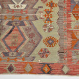 153x412Cm Soft Handmade Wool Vintage Kilim Rug,