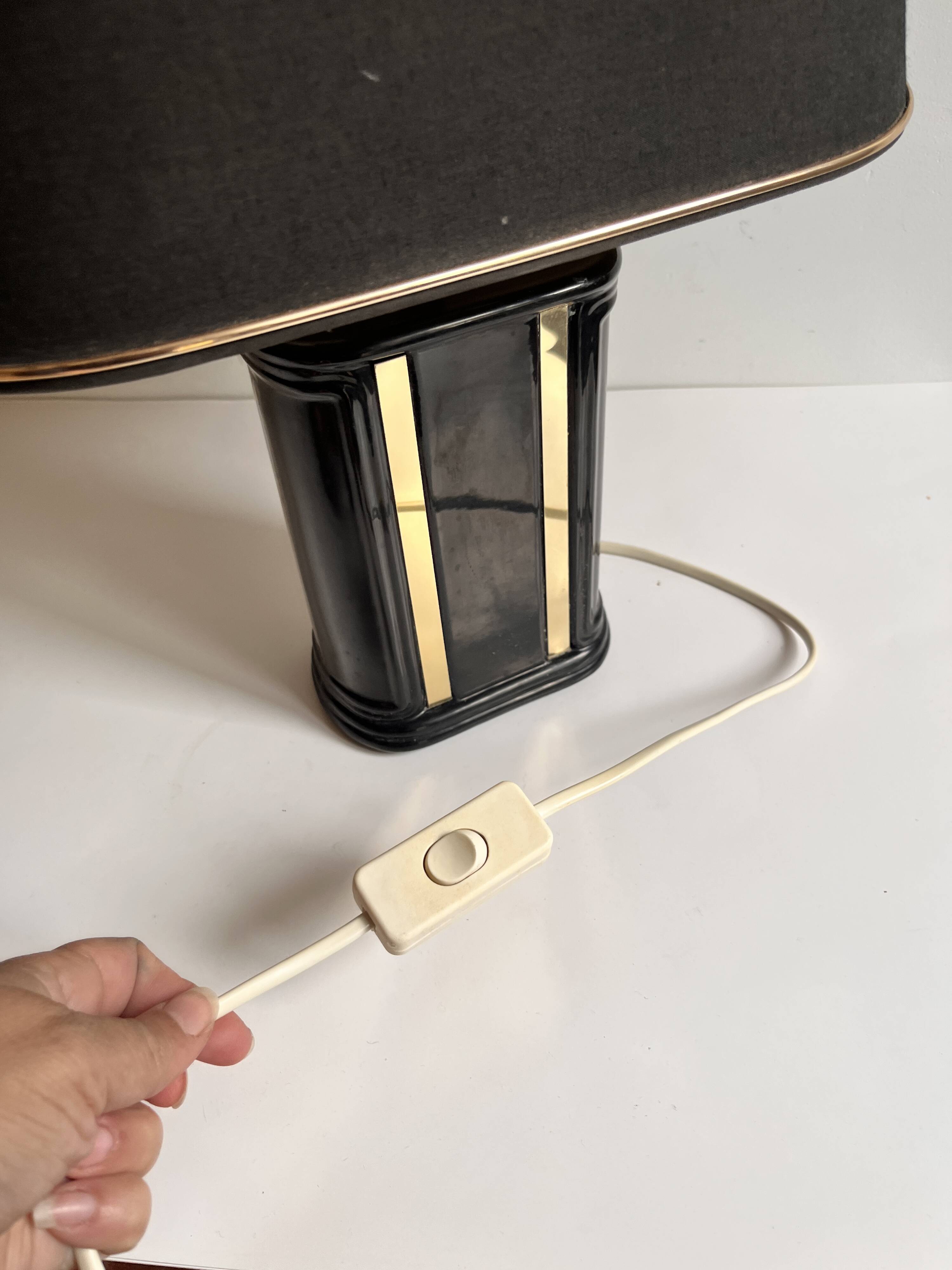 Lampe céramique noir et doré
