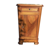 Occasional table, bedside table in solid walnut and marble, late 19th century.