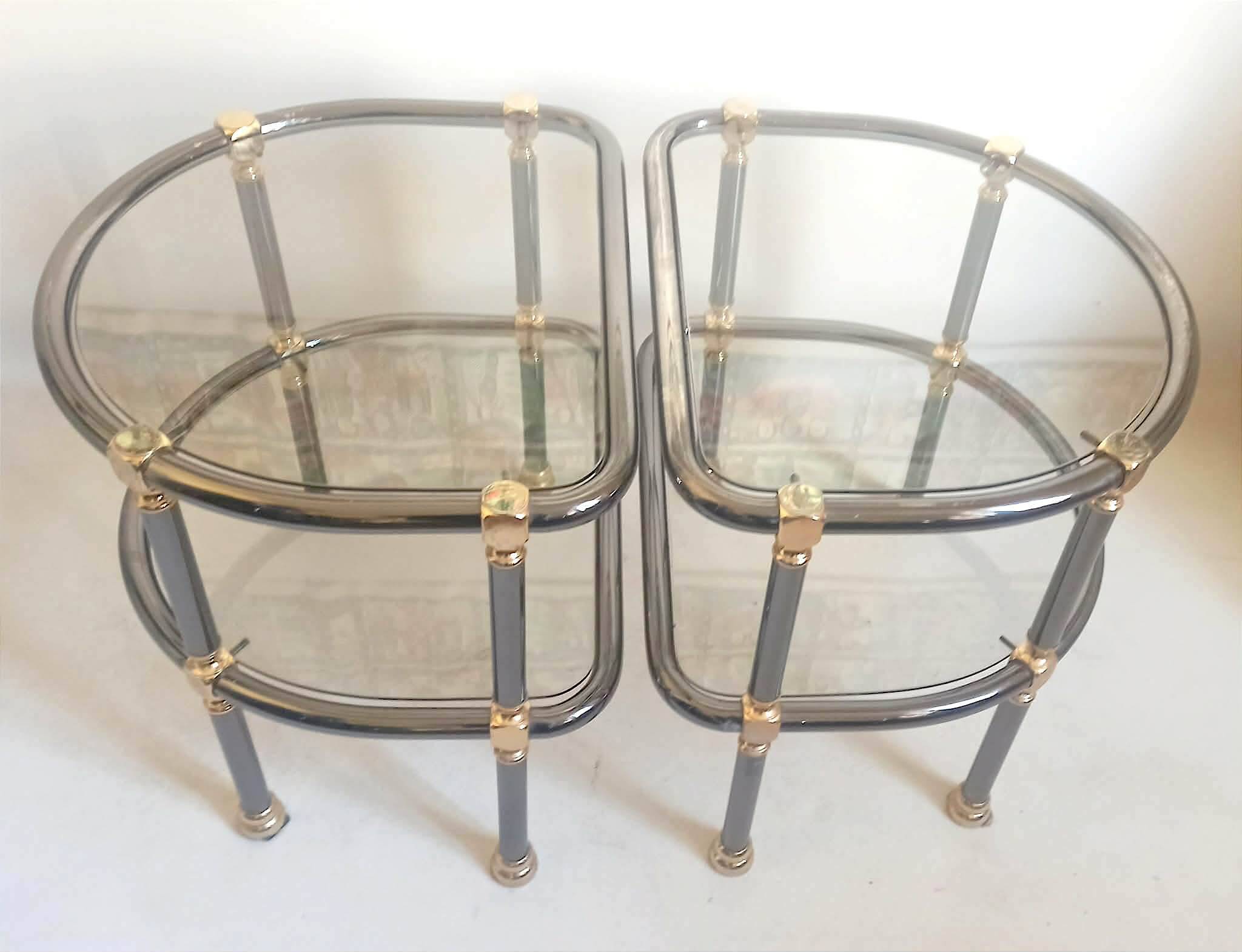 Pair of semi-circular coffee tables, 1970s