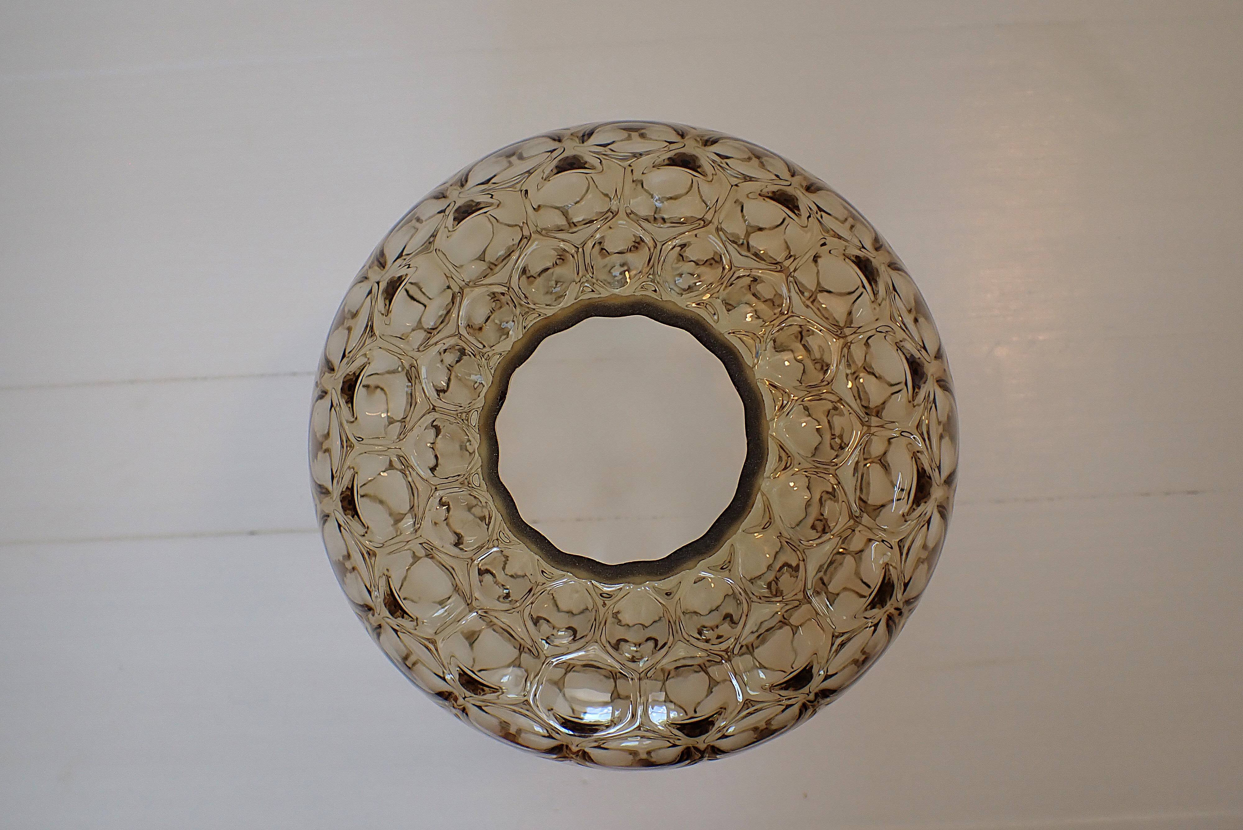 Amber glass globe for lighting - honeycomb relief