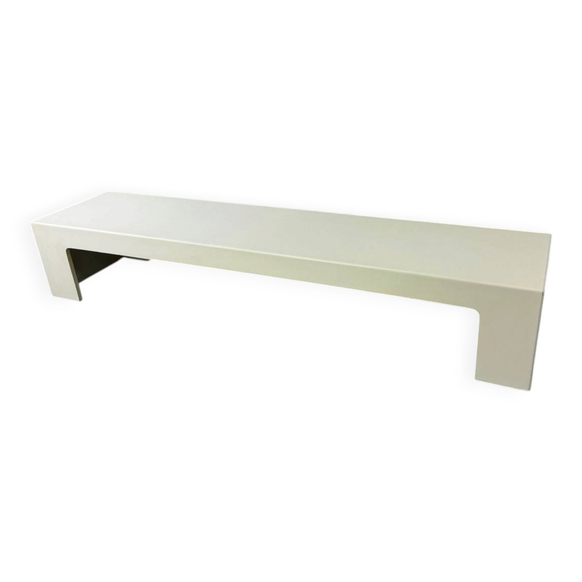 Space Age Modernist White Long Bench, Coffee Table 1970s