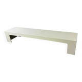 Space Age Modernist White Long Bench, Coffee Table 1970s