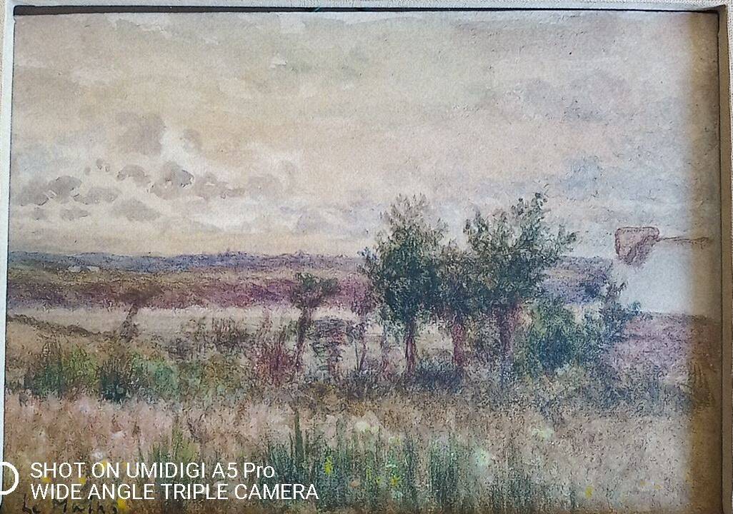 huile sur carton- Gaston le Mains (circa 1860-1929) - la maison au bord de l'eau