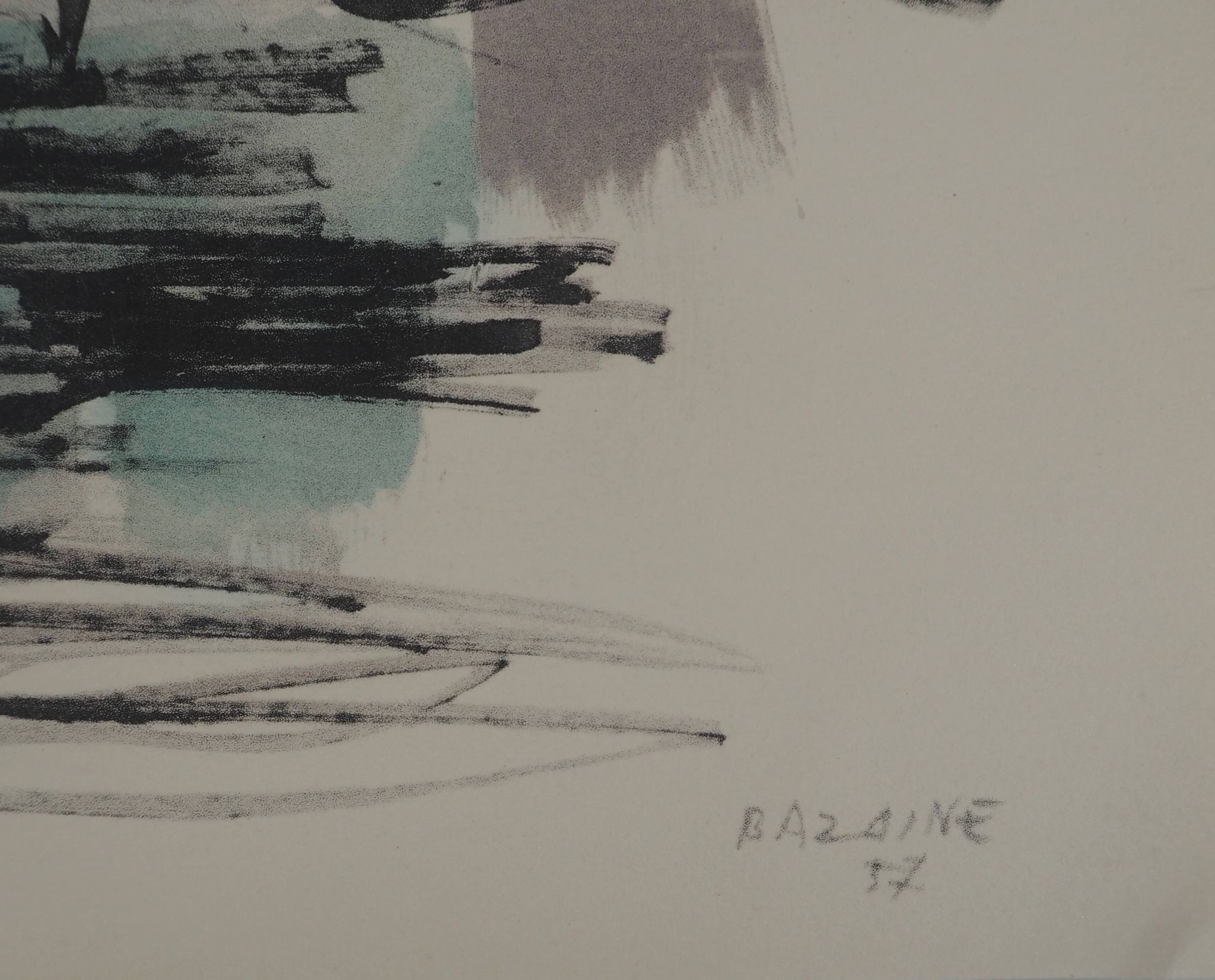 Jean rené bazaine: abstract composition - original signed lithograph