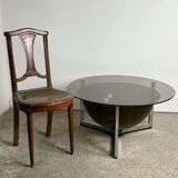 Table basse Space Age en aluminium et verre fumé, 1970