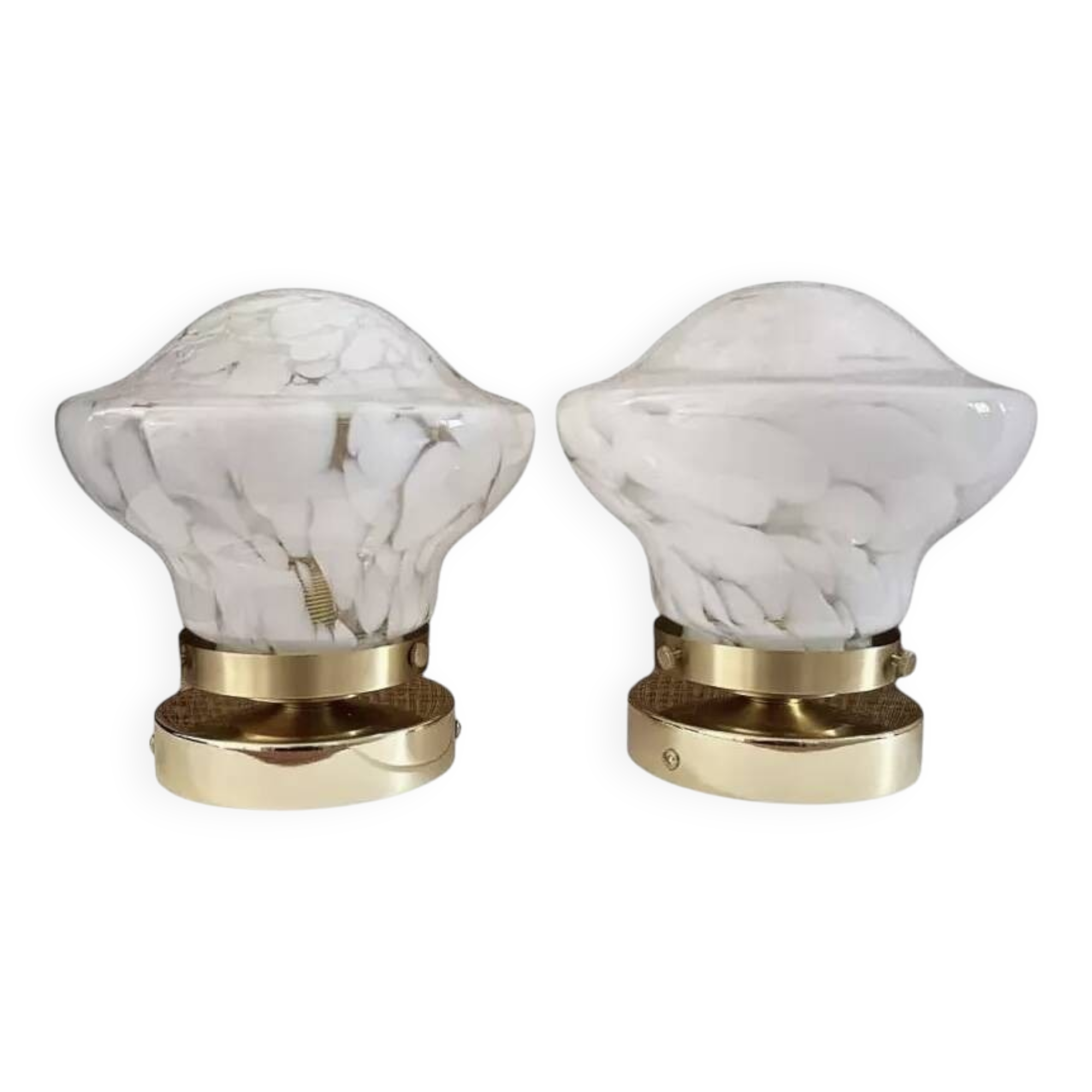 Pair of white globe wall lights