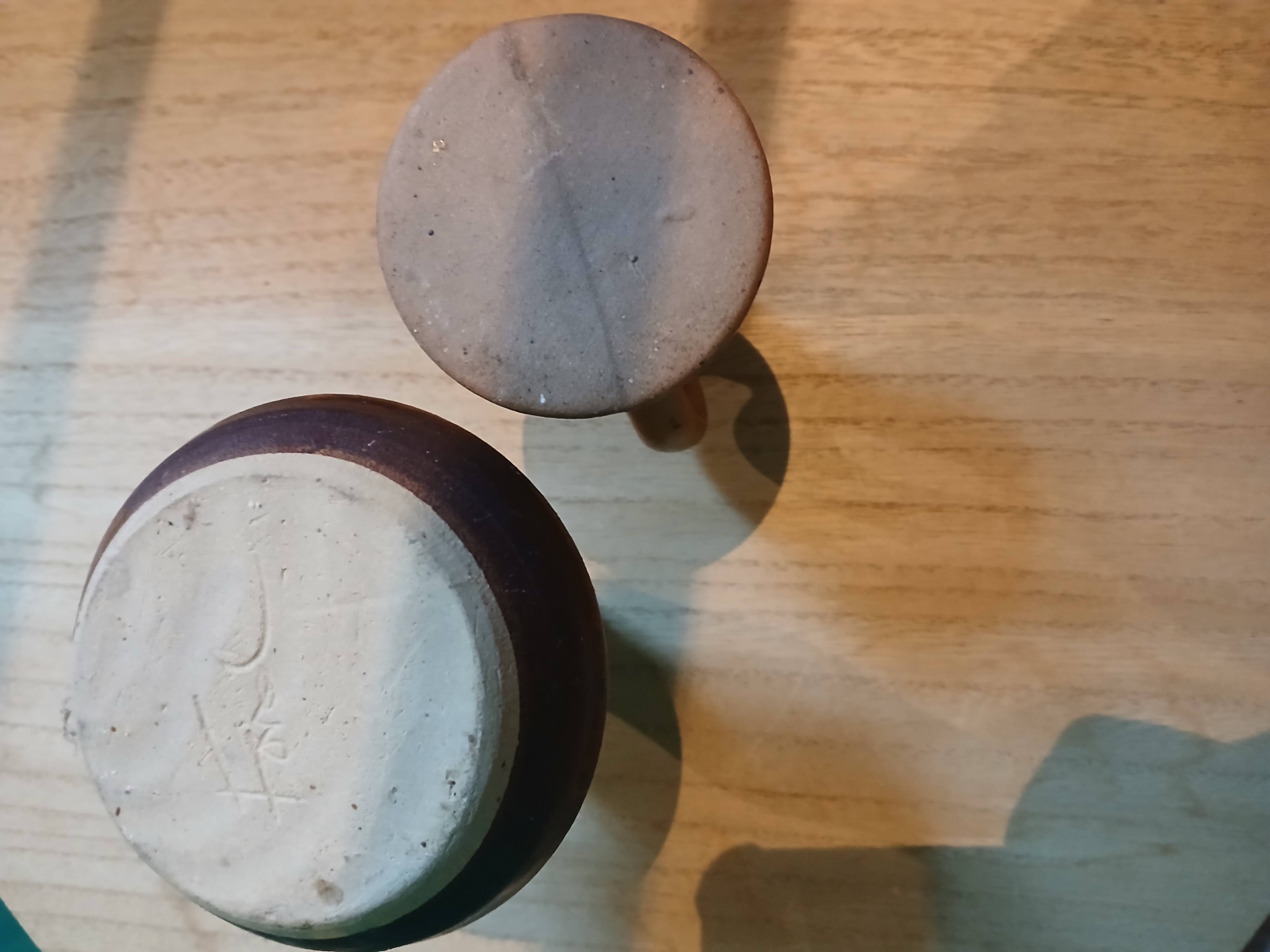 Bougeoirs en grès vintage